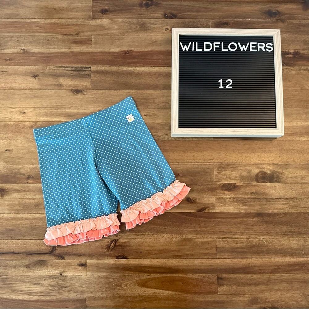 NEW Wildflowers Best Day Ever Blue Sea Shorties Polka Dot Ruffle Knit Pink 12
